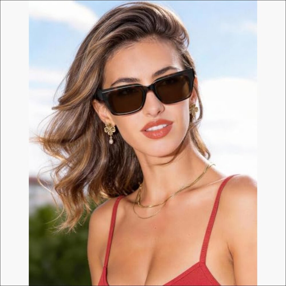 Polarized Chunky Rectangle Sunglasses, Italian Ha… - image 2